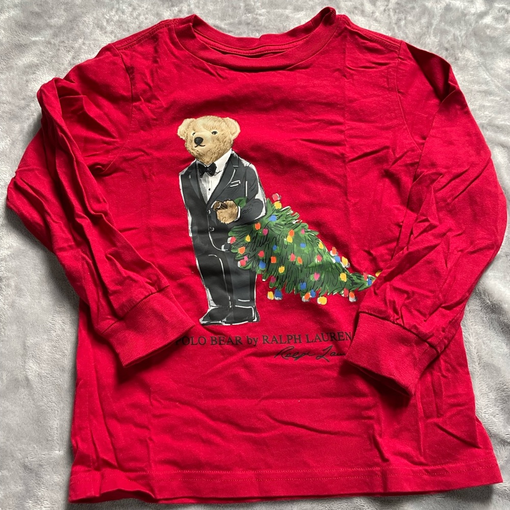 Polo by Ralph Lauren Kids Red Long Sleeve Bear Tee